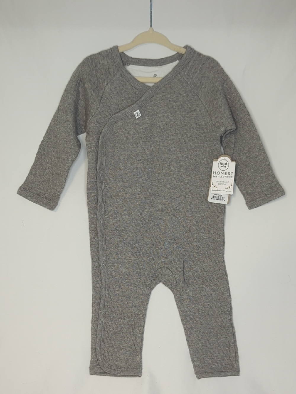 Gray Organic Honest Baby Clothing Knit Snap One-Piece